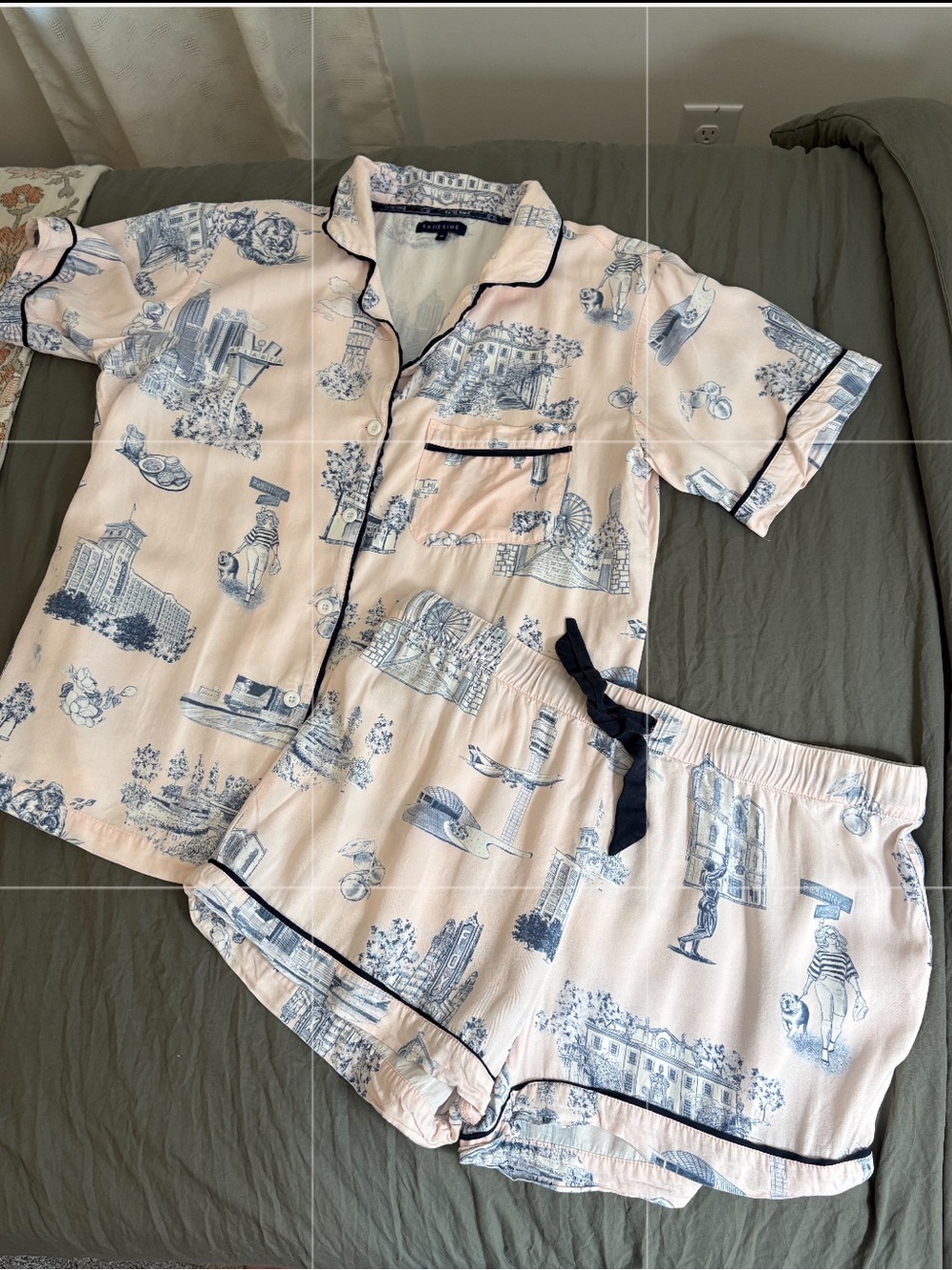 Katie Kime Atlanta Georgia Toile Pajama Shorts Set. Size Medium.